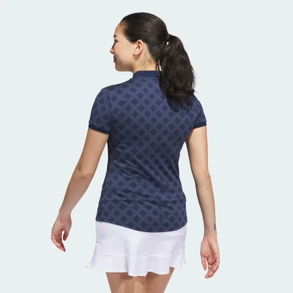 Adidas Ultimate365 Jacquard Navy Short Sleeve Polo Shirt Womens Size‎ M NWT